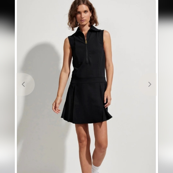 Varley Dresses & Skirts - Varley The Wilde Inverted Pleat Half-zip Tennis Dress In Black Small